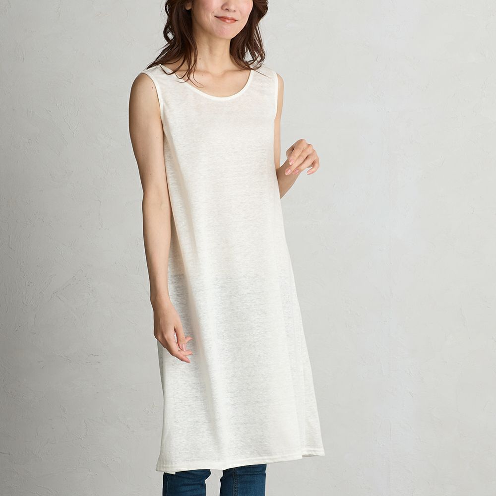 70s～ USA製 リネンコットン インナーワンピース ペチコート M～L 白 TOKYO BASIC 速乾性 インナー リネン ペチコート ワンピース