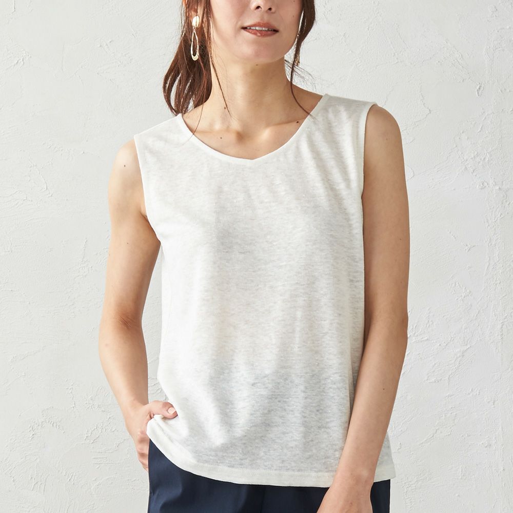 SHARE SPIRIT HOMME 総柄タンクトップ コットン ×リネン L SHARE SPIRIT HOMME 総柄タンクトップ コットン ×リネン L