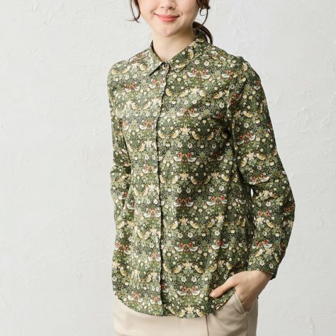 リバティプリント コーデュロイ シャツワンピース span公式オンライン