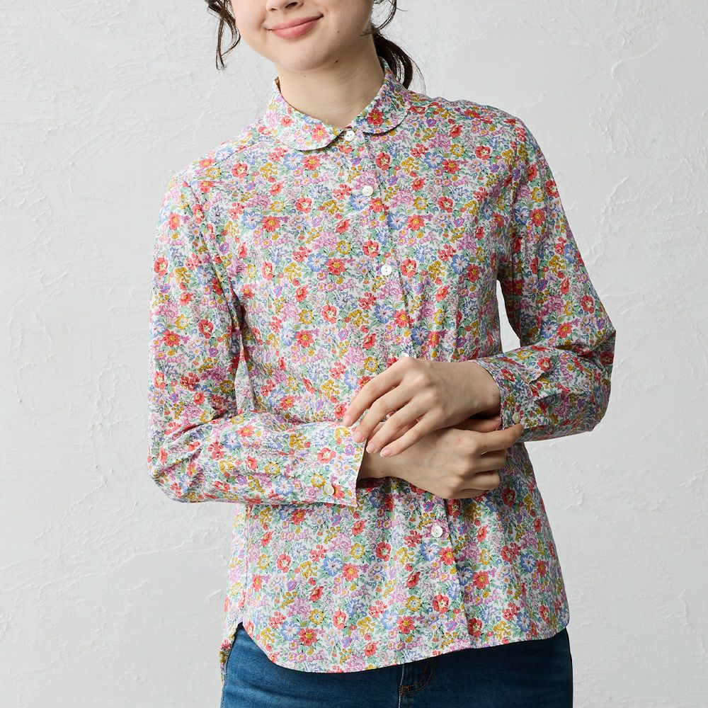 リバティプリント 丸襟シャツ span公式オンラインショップ