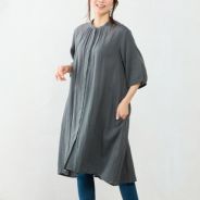 インド製 オーガニックコットンダブルガーゼシャツワンピ span