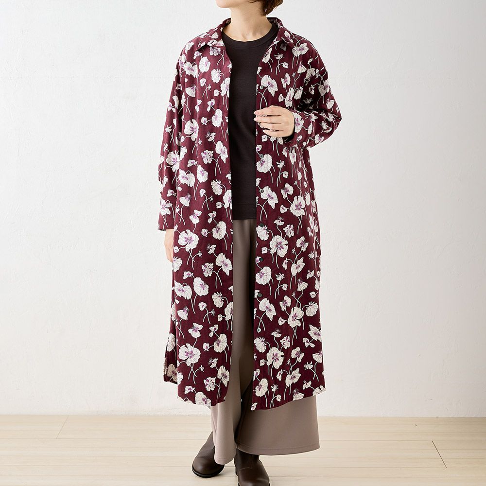 リバティプリント コーデュロイ シャツワンピース span公式オンライン  