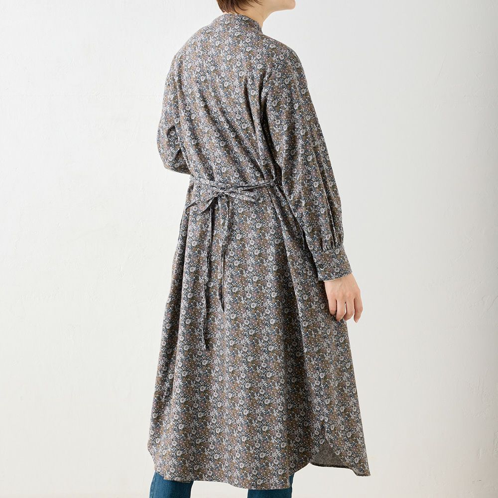 リバティプリント エアリーコット ロングシャツワンピース span公式