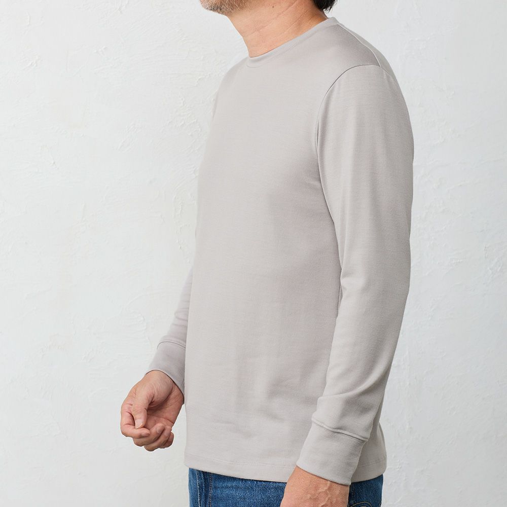 メリノウール 長袖Tシャツ シルバーホワイト Super140's】メンズ メリノウール 長袖Tシャツ span公式オンラインショップ